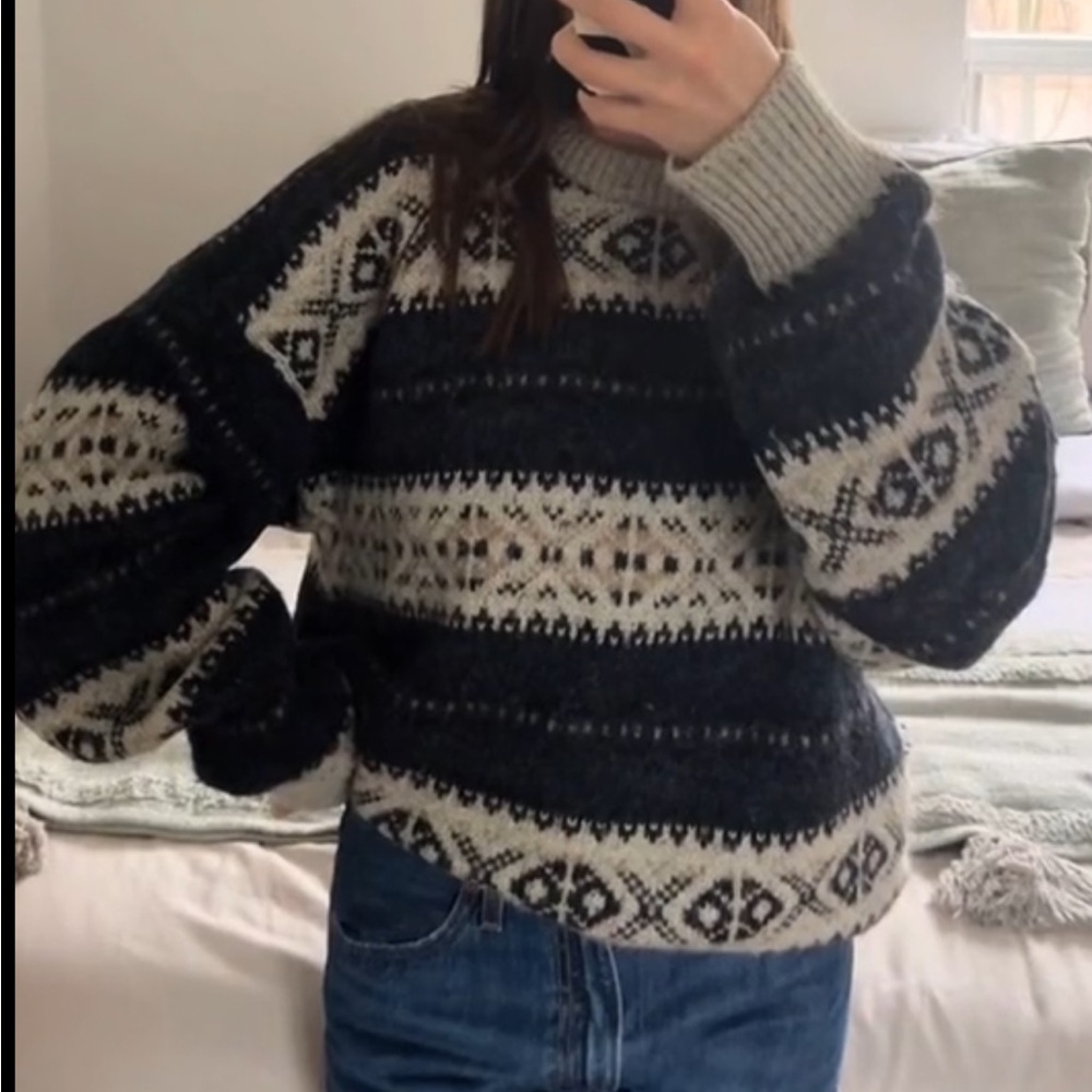 Oversized wool fair isle sweater
